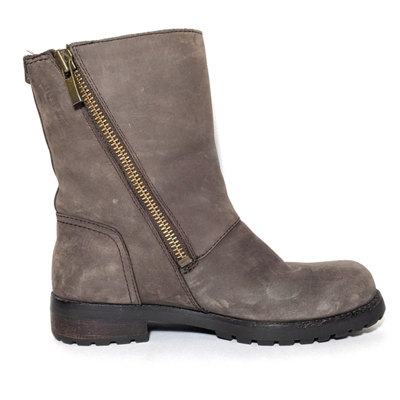 UGG Neils Suede Zip Up Boot Booties Sherpa Lined Water Resistant Brown Size 8 - Picture 9 of 10